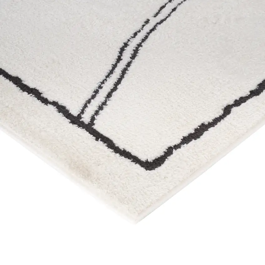 Ivory And Black Moroccan Runner Rug Photo 7
