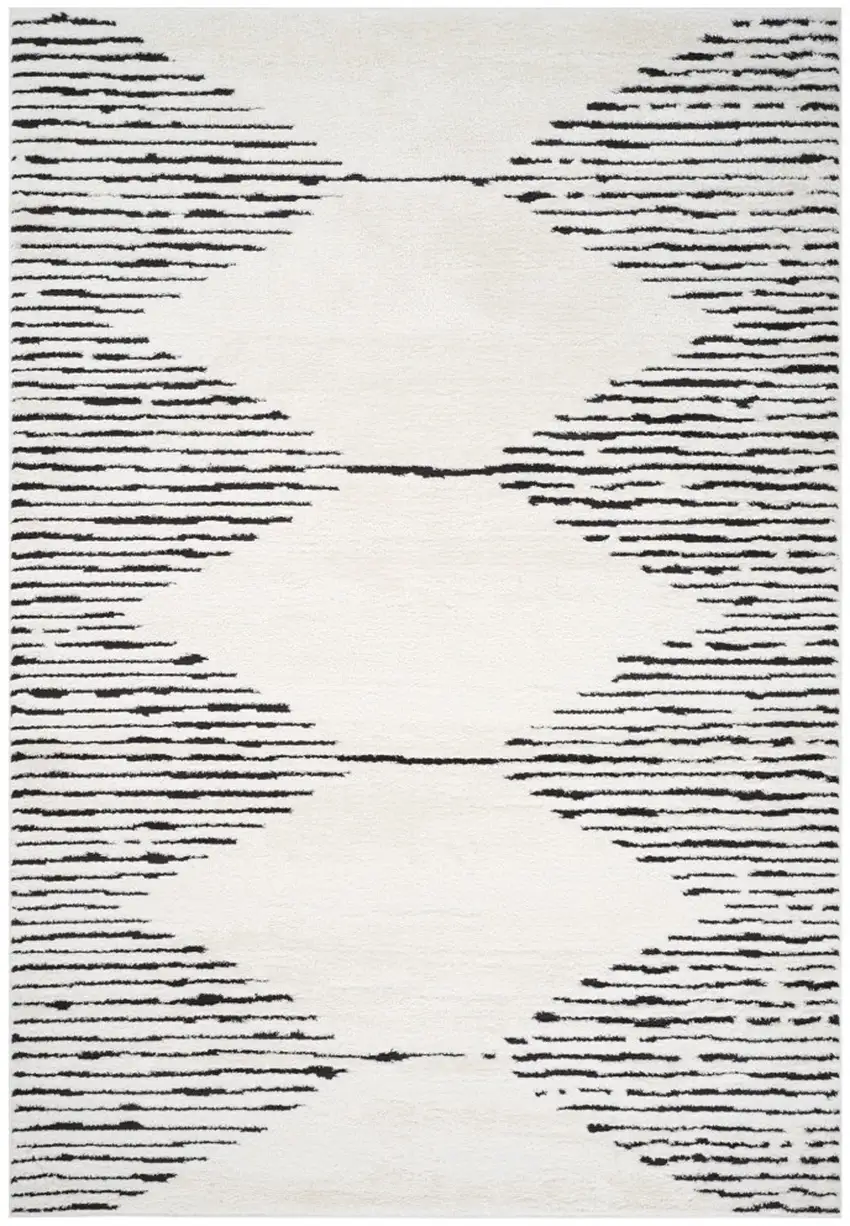 Ivory And Black Moroccan Runner Rug Photo 5