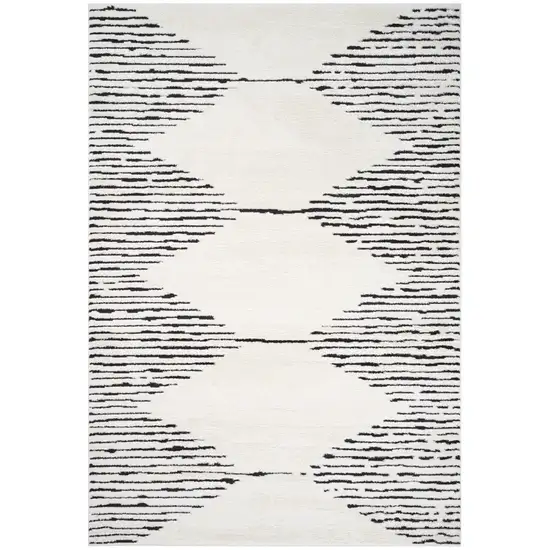 Ivory And Black Moroccan Runner Rug Photo 6