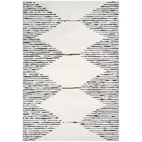 Ivory And Black Moroccan Runner Rug Photo 2