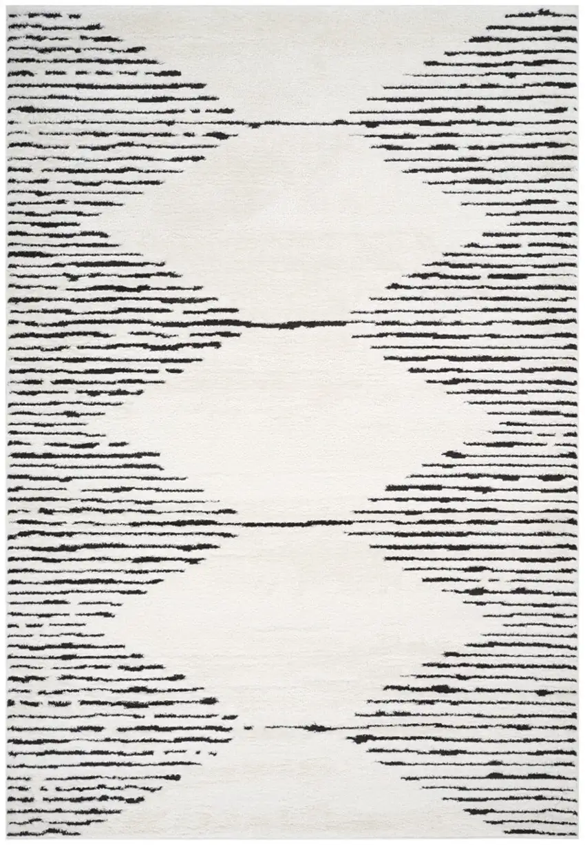 Ivory And Black Moroccan Runner Rug Photo 2