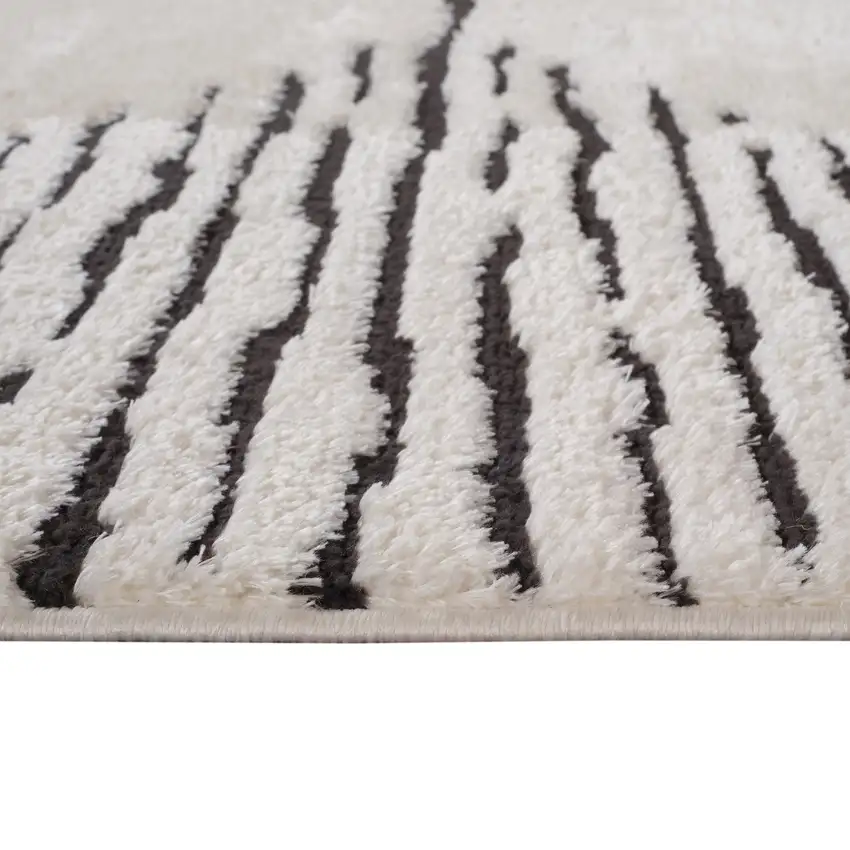 Ivory And Black Moroccan Runner Rug Photo 4