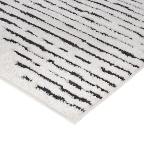Ivory And Black Moroccan Runner Rug Photo 7