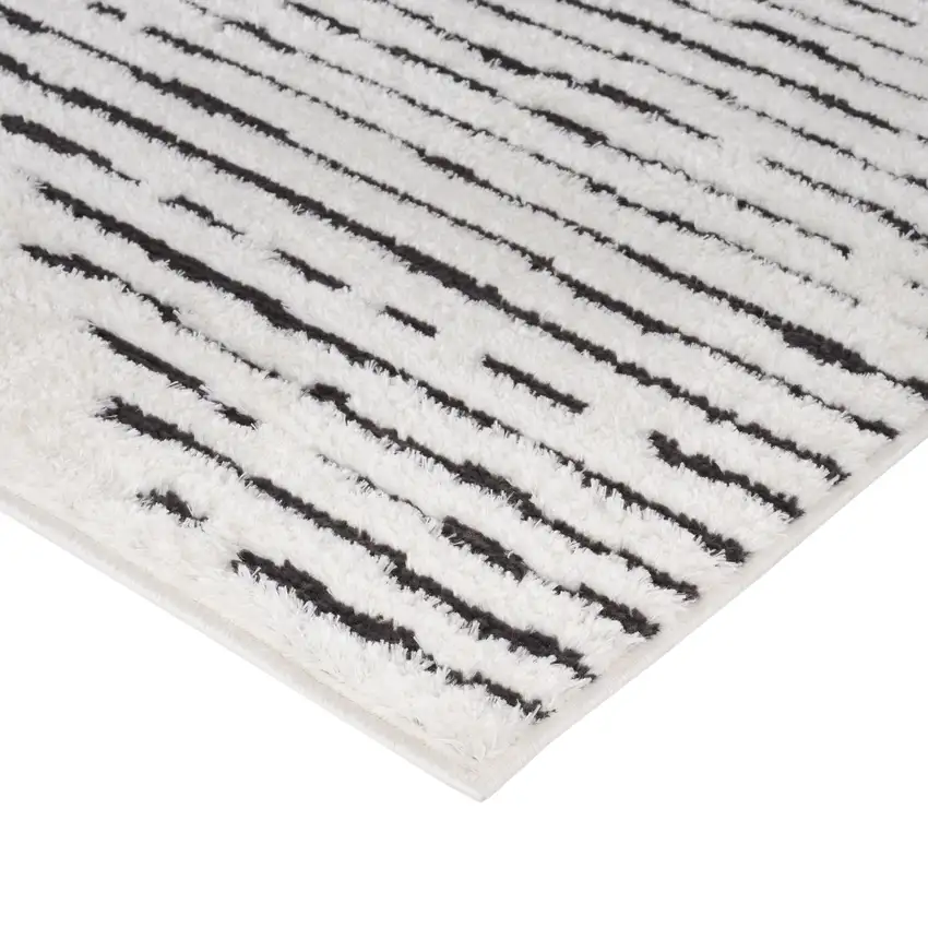 Ivory And Black Moroccan Runner Rug Photo 7