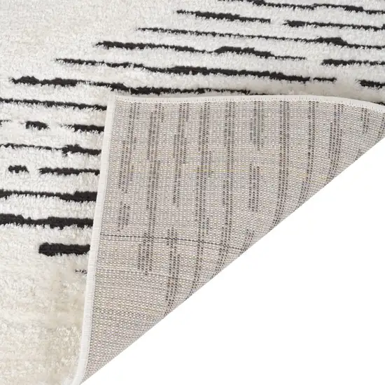 Ivory And Black Moroccan Runner Rug Photo 8