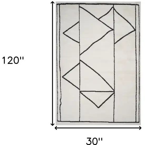 Ivory And Black Moroccan Runner Rug Photo 3