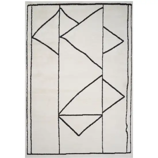 Ivory And Black Moroccan Runner Rug Photo 4
