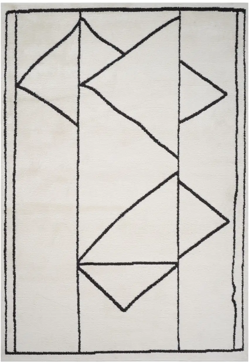 Ivory And Black Moroccan Runner Rug Photo 4