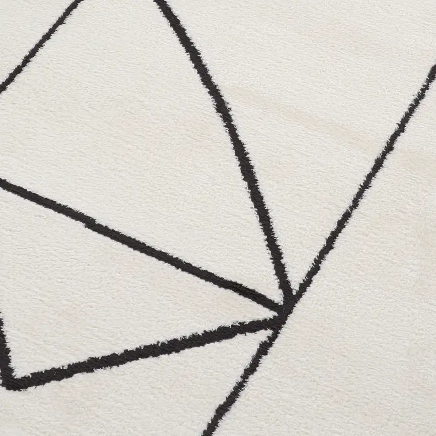 Ivory And Black Moroccan Runner Rug Photo 9