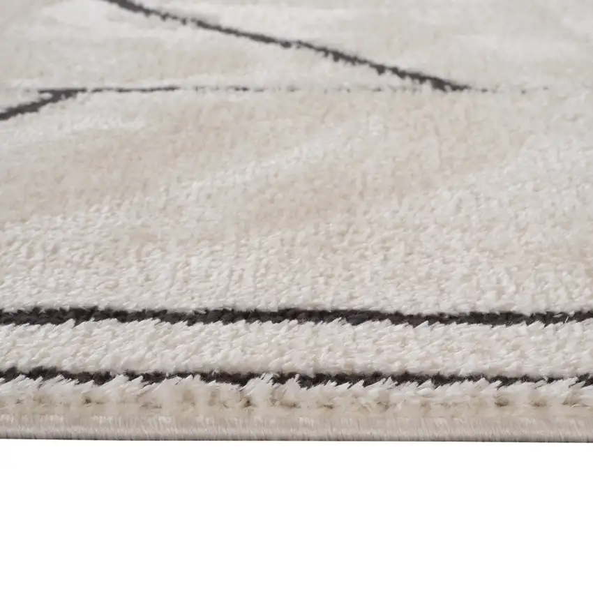 Ivory And Black Moroccan Runner Rug Photo 6