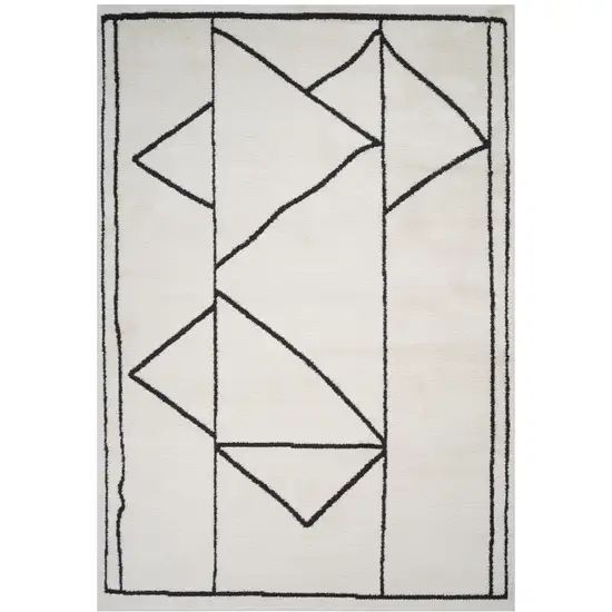 Ivory And Black Moroccan Runner Rug Photo 2