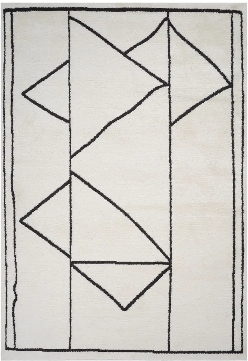 Ivory And Black Moroccan Runner Rug Photo 2