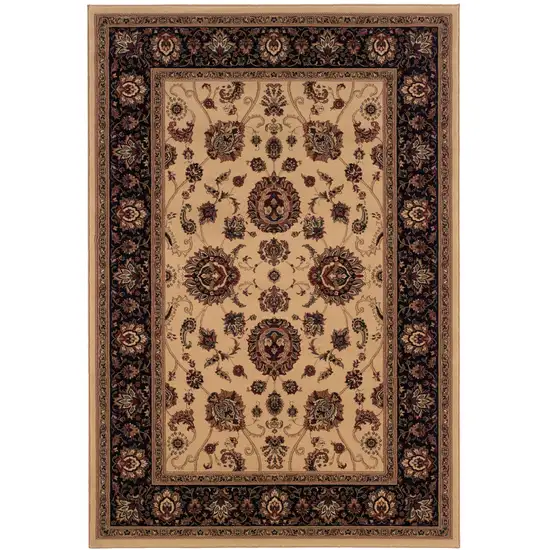 Ivory And Black Oriental Area Rug Photo 4