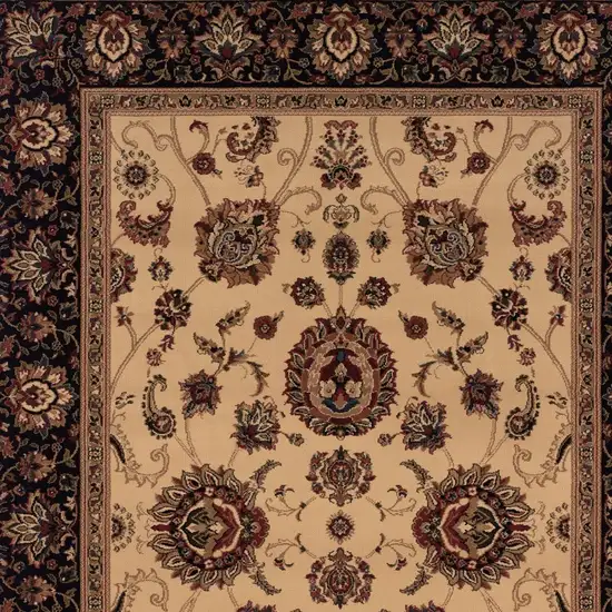 Ivory And Black Oriental Area Rug Photo 3
