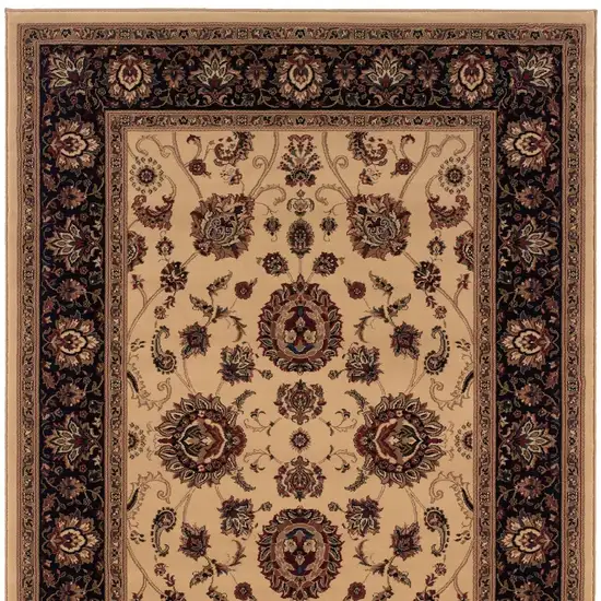 Ivory And Black Oriental Area Rug Photo 4