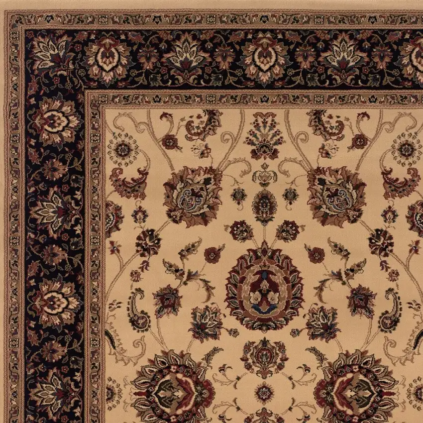 Ivory And Black Oriental Area Rug Photo 3