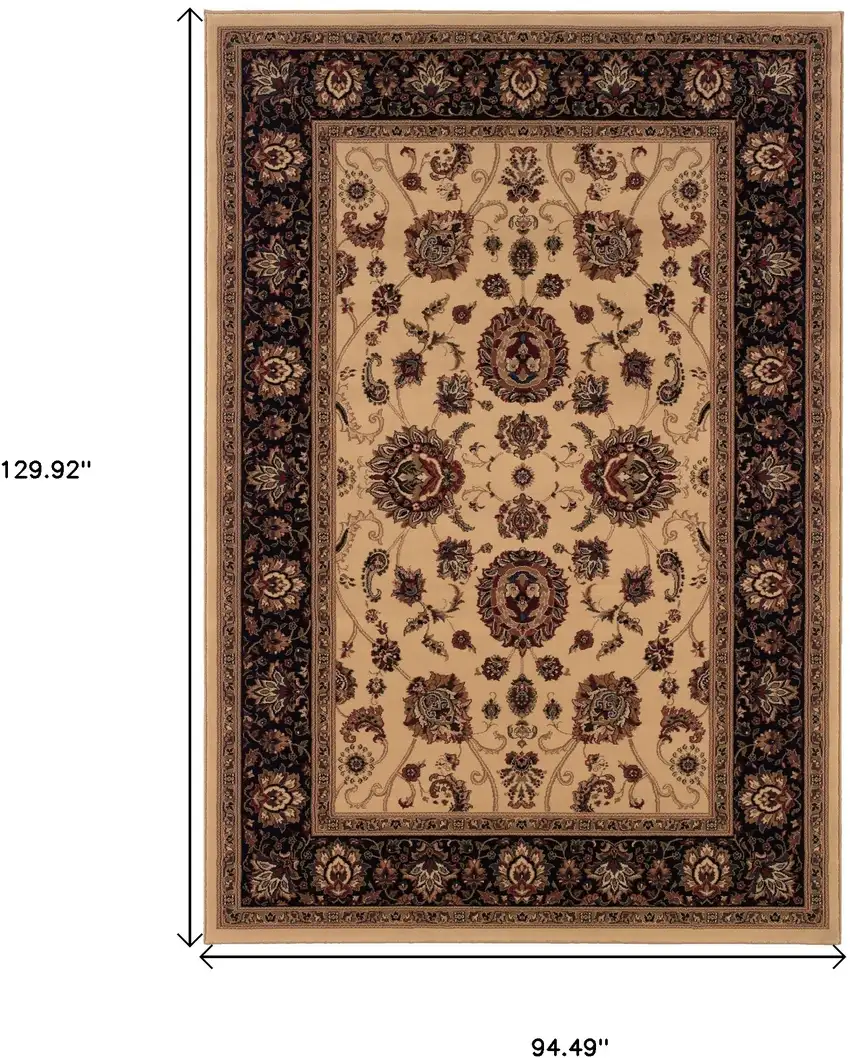 Ivory And Black Oriental Area Rug Photo 5