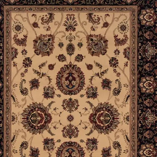 Ivory And Black Oriental Area Rug Photo 3