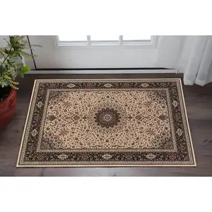 Photo of Ivory And Black Oriental Area Rug
