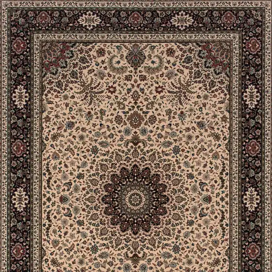 Ivory And Black Oriental Area Rug Photo 4