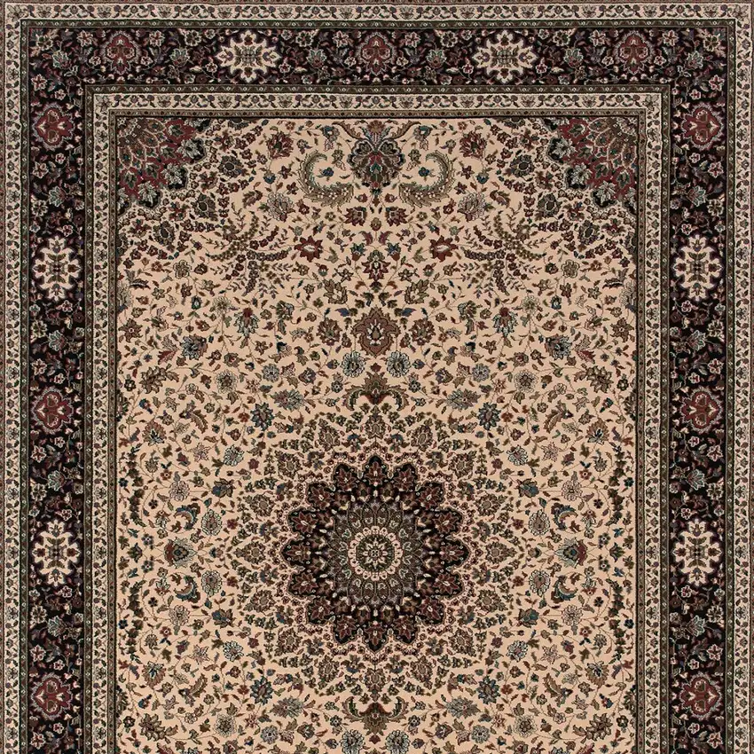 Ivory And Black Oriental Area Rug Photo 4
