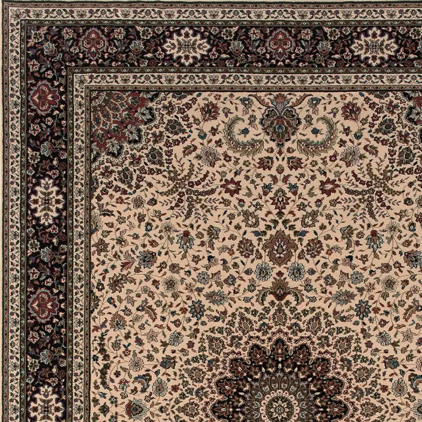 Ivory And Black Oriental Area Rug Photo 4
