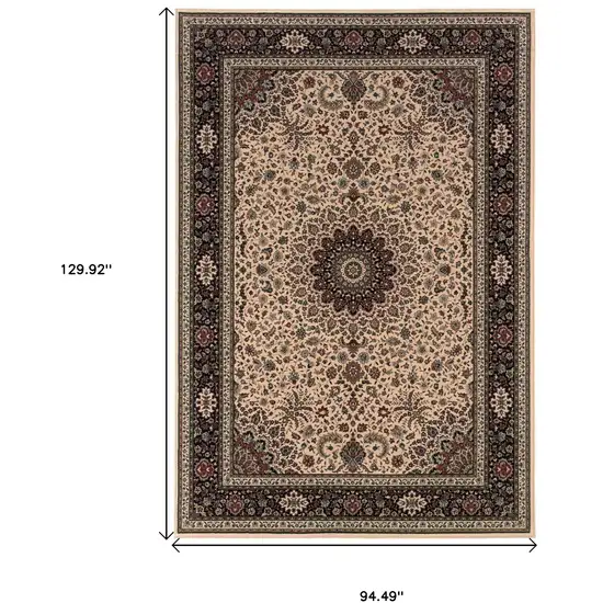 Ivory And Black Oriental Area Rug Photo 3