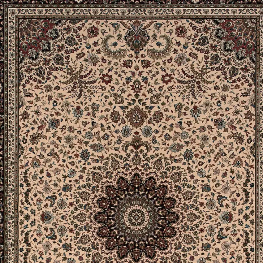Ivory And Black Oriental Area Rug Photo 4