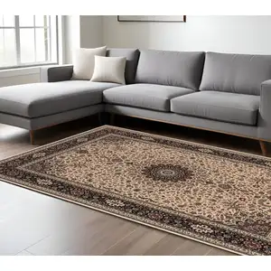 Photo of Ivory And Black Oriental Area Rug
