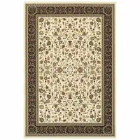 Photo of Ivory And Black Oriental Power Loom Stain Resistant Area Rug