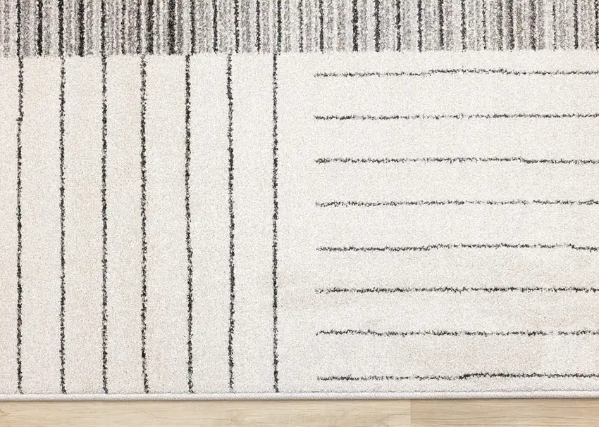 Ivory And Black Striped Area Rug Photo 9