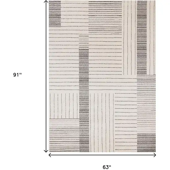 Ivory And Black Striped Area Rug Photo 4