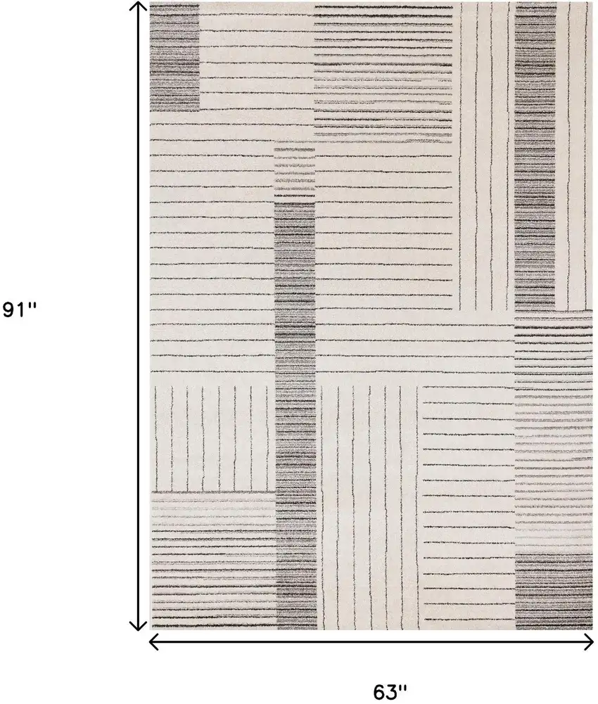 Ivory And Black Striped Area Rug Photo 4