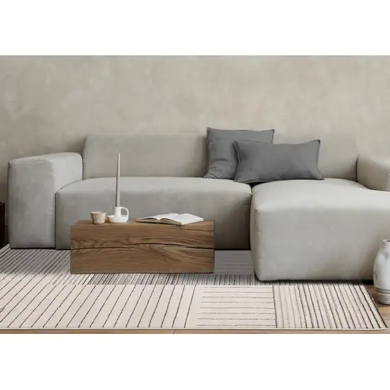 Ivory And Black Striped Area Rug Photo 8