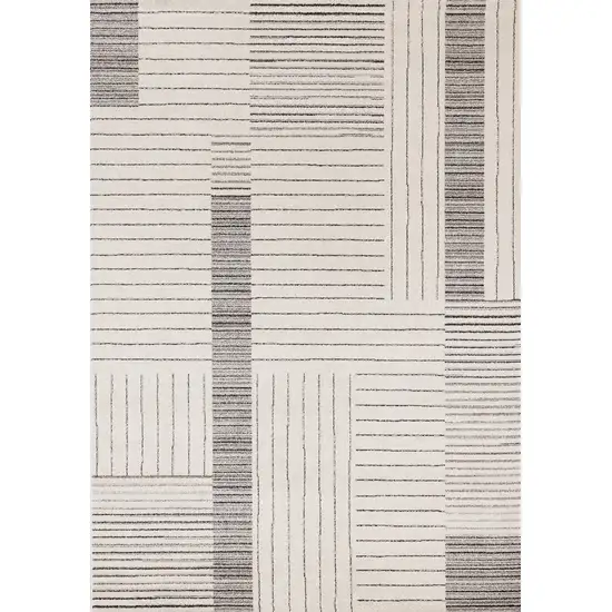 Ivory And Black Striped Area Rug Photo 2