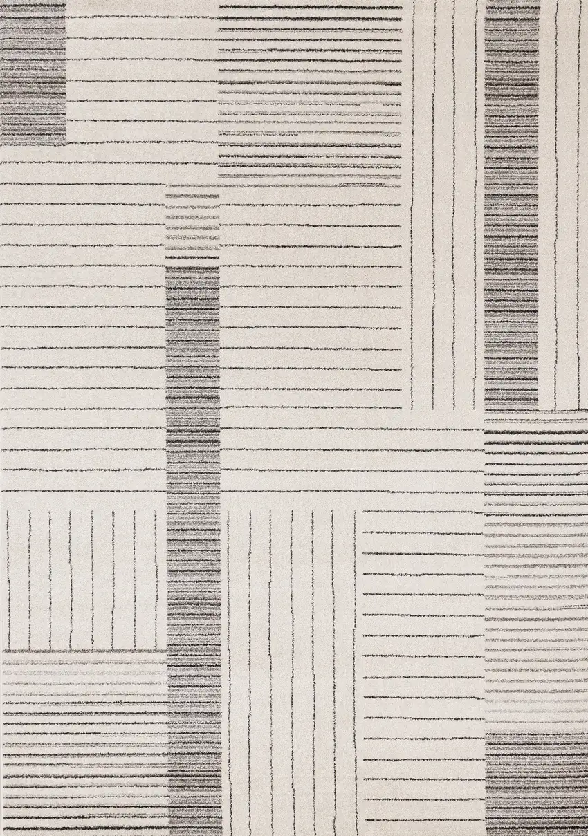 Ivory And Black Striped Area Rug Photo 2