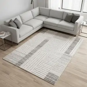 Photo of Ivory And Black Striped Area Rug