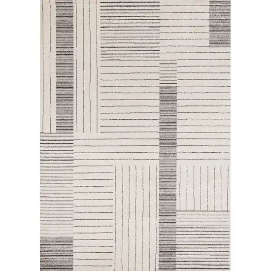 Ivory And Black Striped Area Rug Photo 5