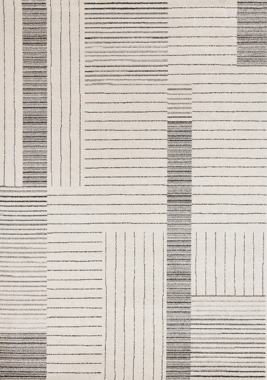 Ivory And Black Striped Area Rug Photo 5