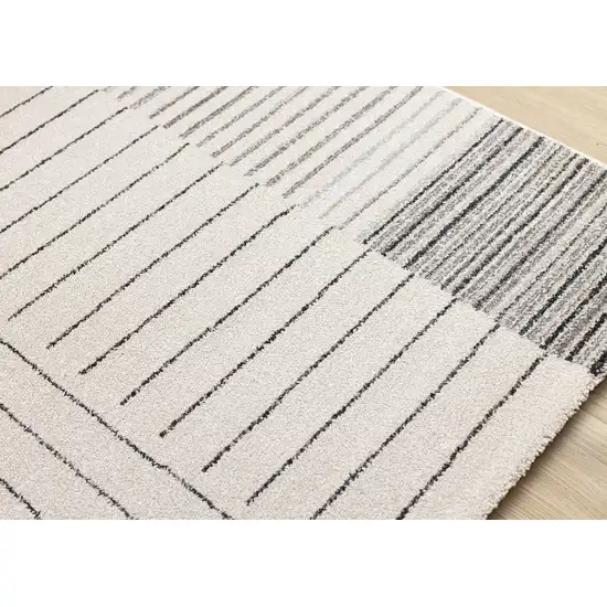 Ivory And Black Striped Area Rug Photo 9