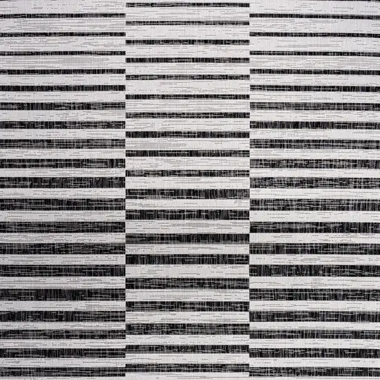 Ivory And Black Striped Indoor Outdoor Area Rug Photo 5