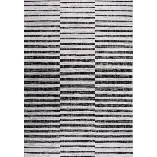Ivory And Black Striped Indoor Outdoor Area Rug Photo 2