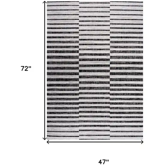 Ivory And Black Striped Indoor Outdoor Area Rug Photo 3