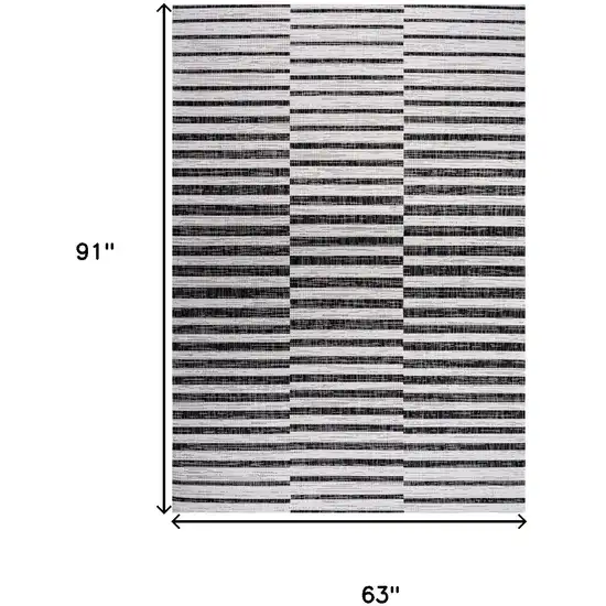 Ivory And Black Striped Indoor Outdoor Area Rug Photo 3