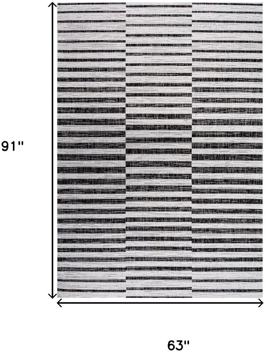 Ivory And Black Striped Indoor Outdoor Area Rug Photo 3