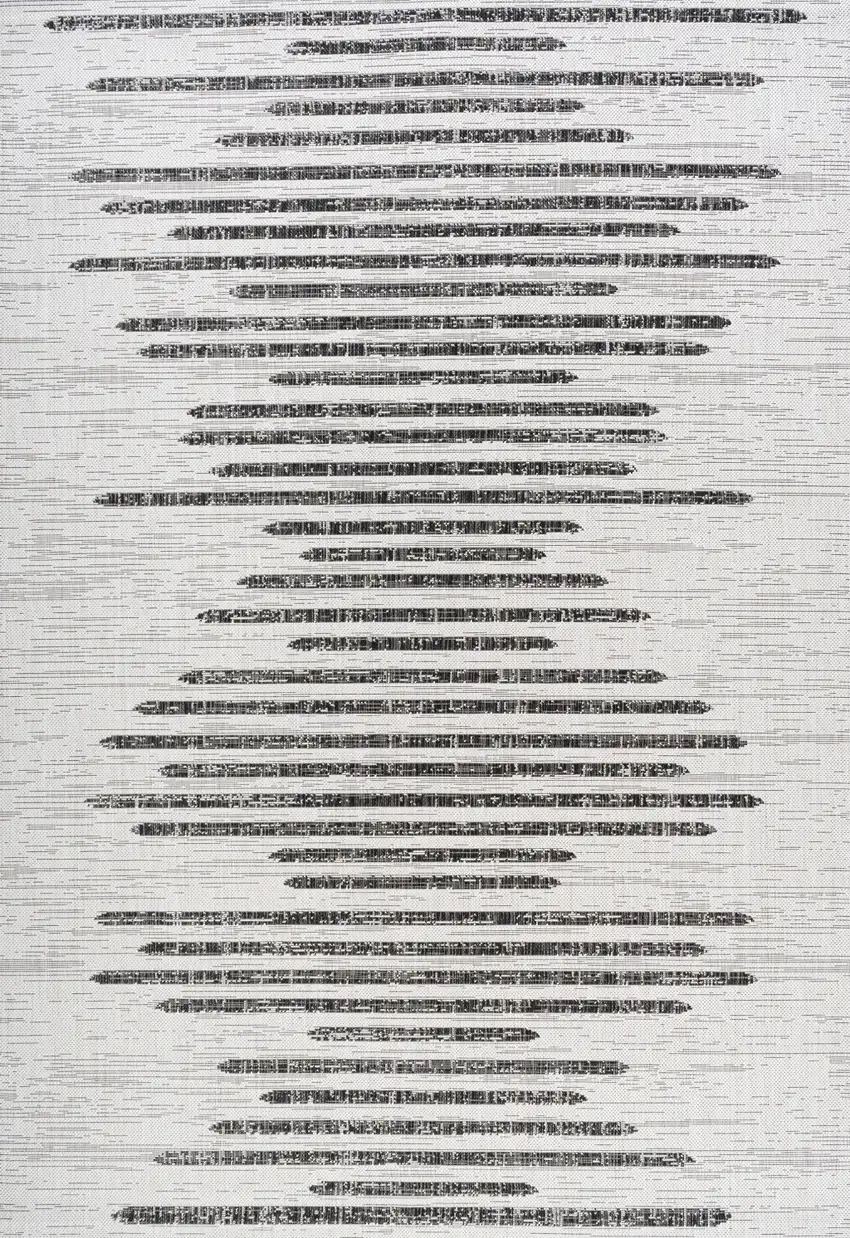 Ivory And Black Striped Indoor Outdoor Area Rug Photo 1