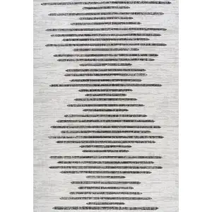 Photo of Ivory And Black Striped Indoor Outdoor Area Rug