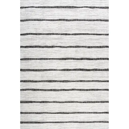 Ivory And Black Striped Indoor Outdoor Area Rug Photo 1