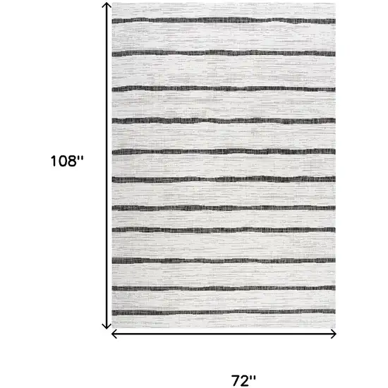Ivory And Black Striped Indoor Outdoor Area Rug Photo 4