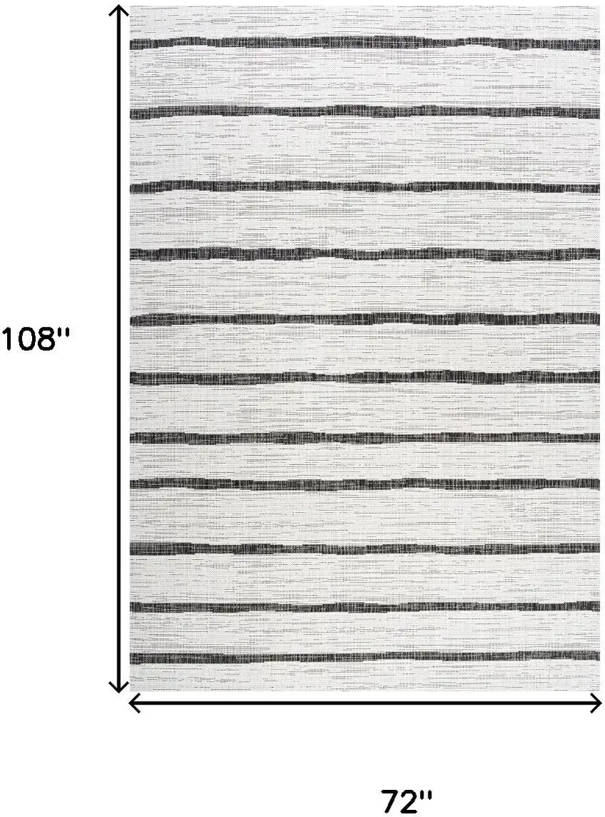 Ivory And Black Striped Indoor Outdoor Area Rug Photo 4